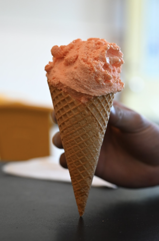 Strawberry ice cream from Gelato Di Riso.